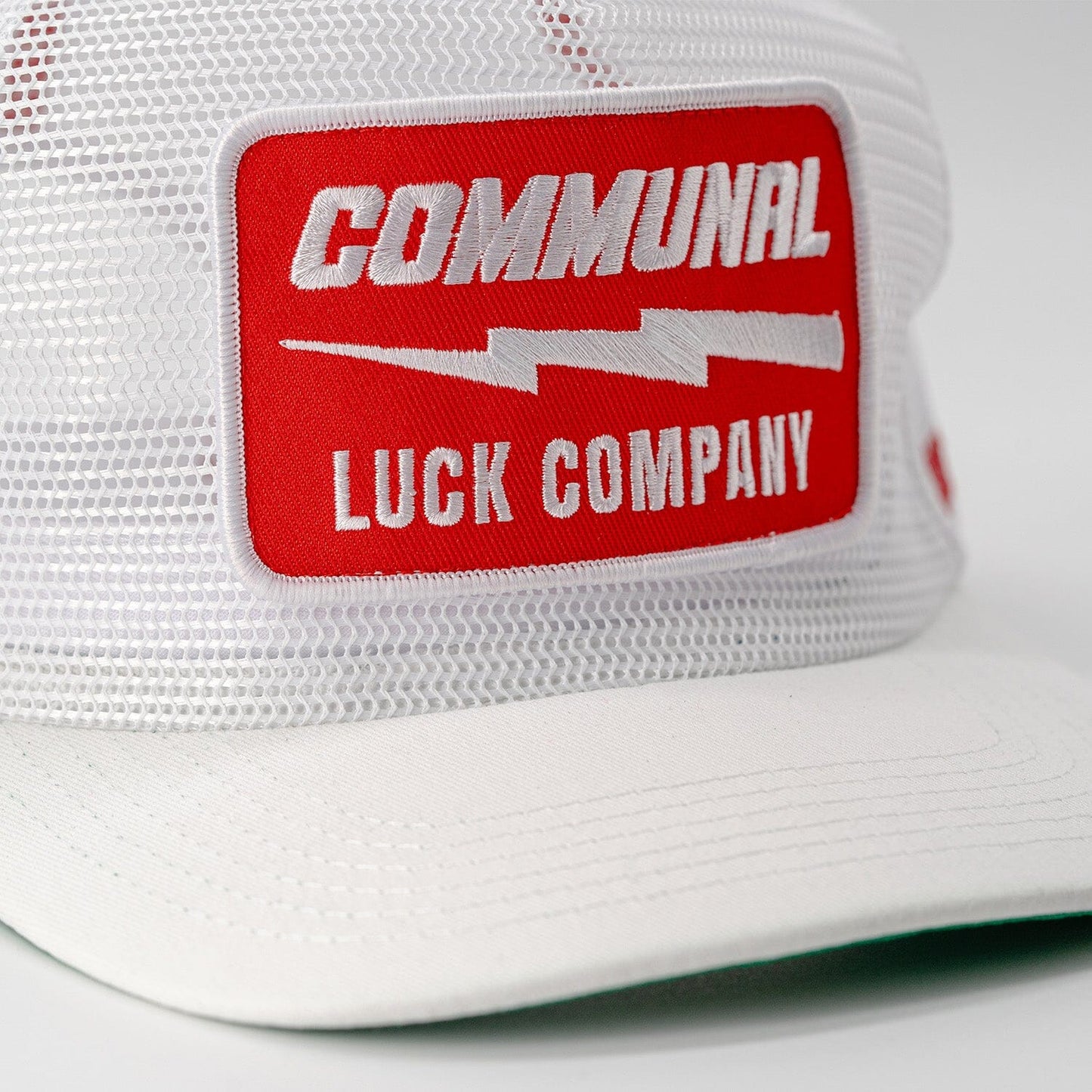 White All-Mesh Luck Company Hat Patch
