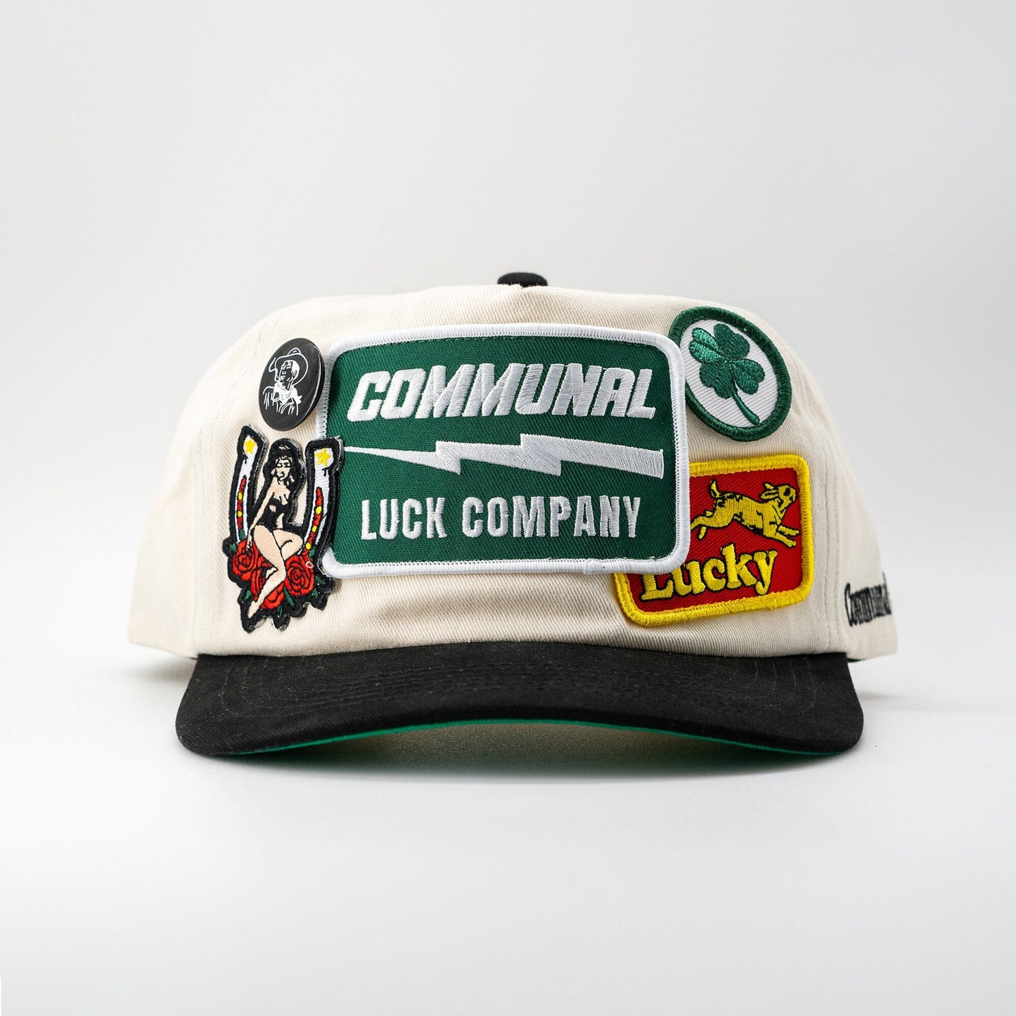 Good Luck Patch Collage Hat Front View