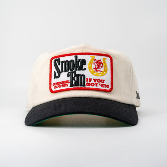 Smoke 'Em Hat Communal Cowboy Black/Vintage White Cotton Twill Mesh Flap